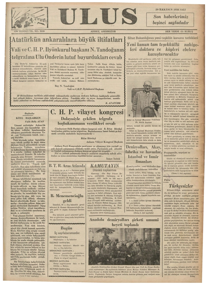Ulus Gazetesi - 29.12.1936