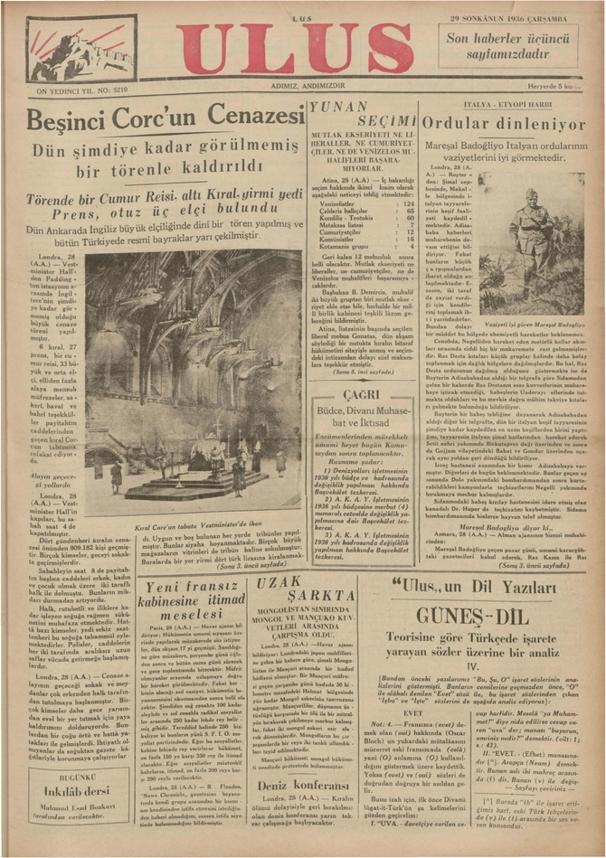 Ulus Gazetesi - 29.1.1936