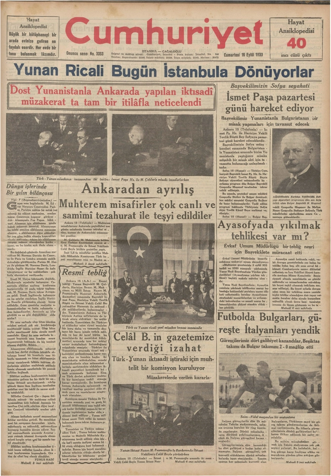 Cumhuriyet Gazetesi - 16.9.1933