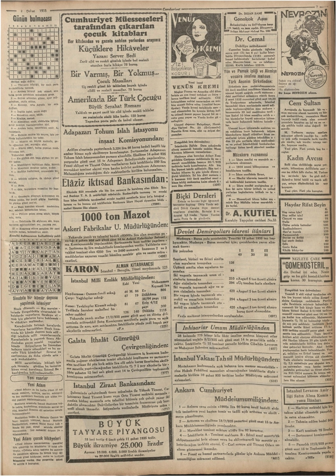 Cumhuriyet Gazetesi - 3.2.1935