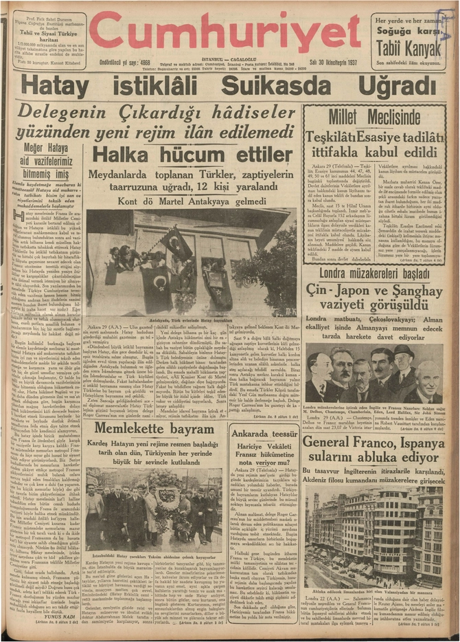 Cumhuriyet Gazetesi - 30.11.1937