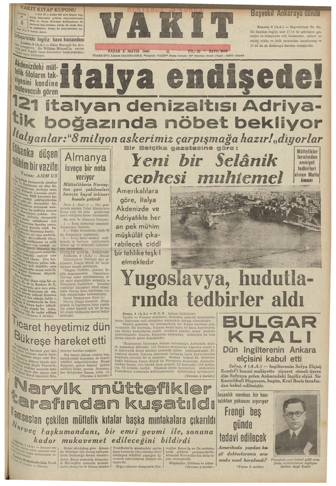 Vakit Gazetesi - 5.5.1940
