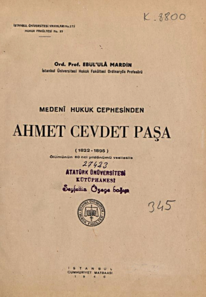 Medeni hukuk cebhesinden Ahmed Cevdet paşa