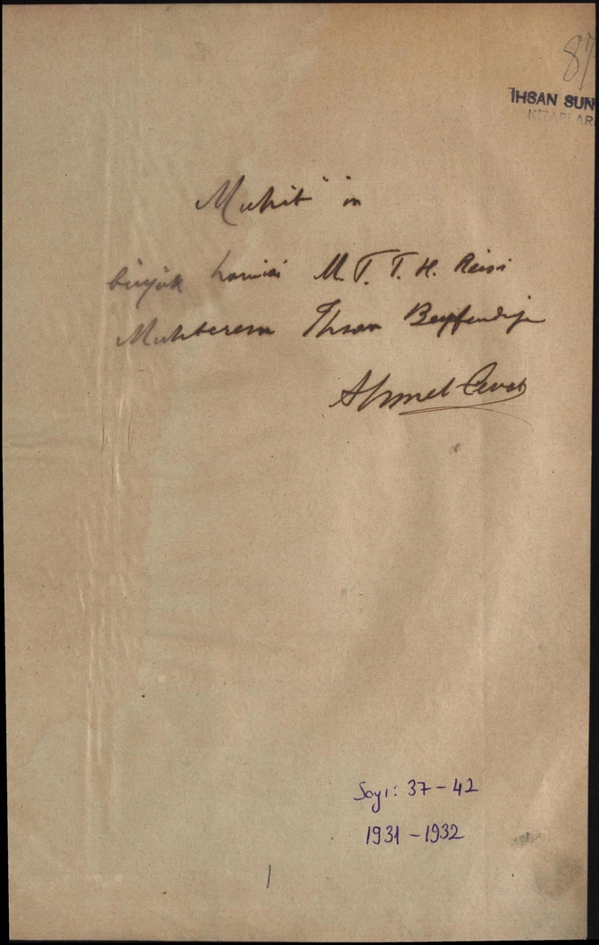 Muhit (resimli Aylık Aile Mecmuası) 1931-1932 C.. S.37-42 Sayı 37 (1961 SB 2)