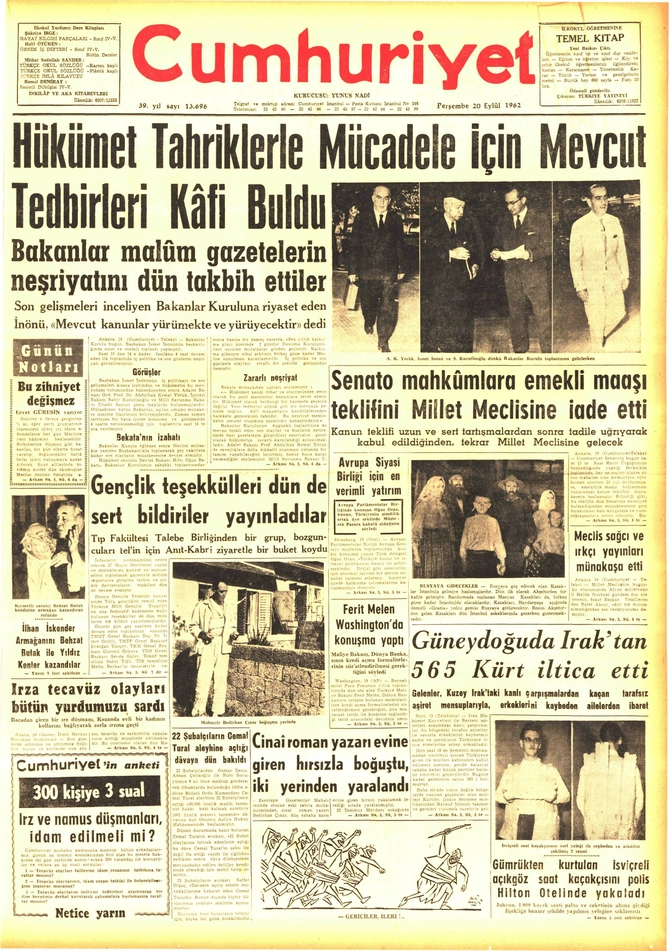 Cumhuriyet Gazetesi - 20.9.1962