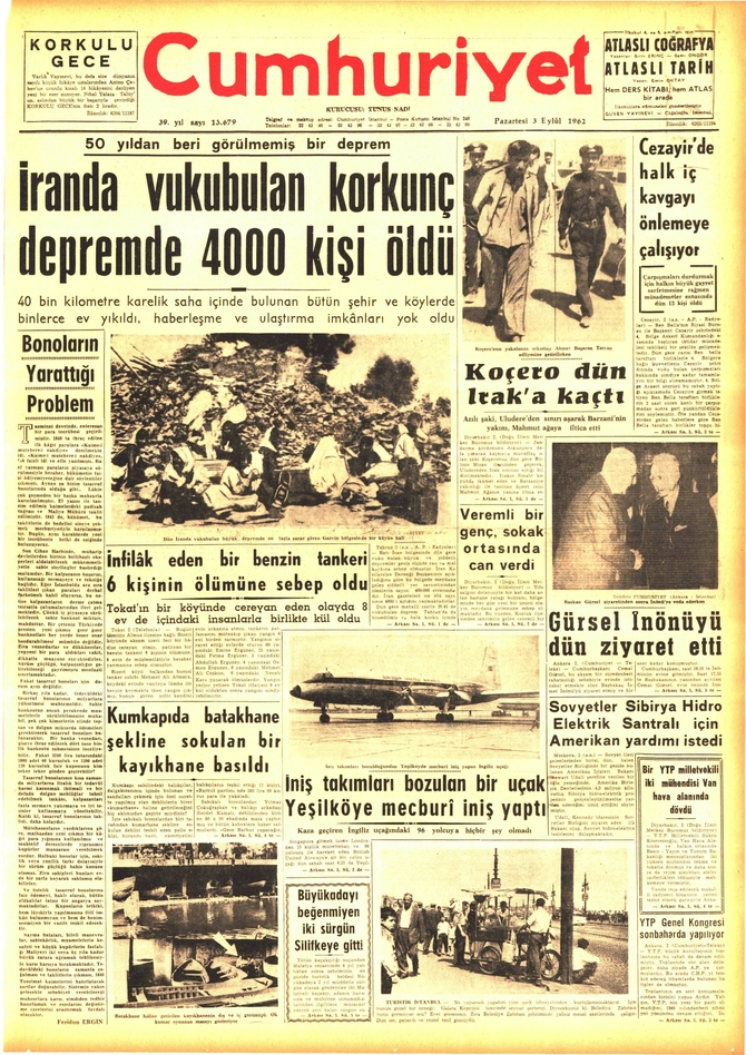 Cumhuriyet Gazetesi - 3.9.1962
