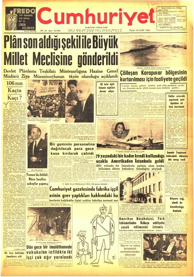 Cumhuriyet Gazetesi - 30.9.1962