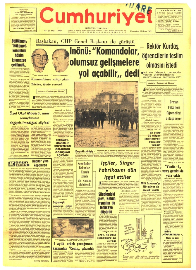 Cumhuriyet Gazetesi - 11.1.1969