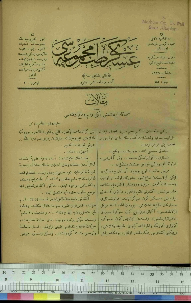 Askeri Tıb Mecmuası 55. Sene [55. Cilt] Sayı 2 (1956 SA 112)