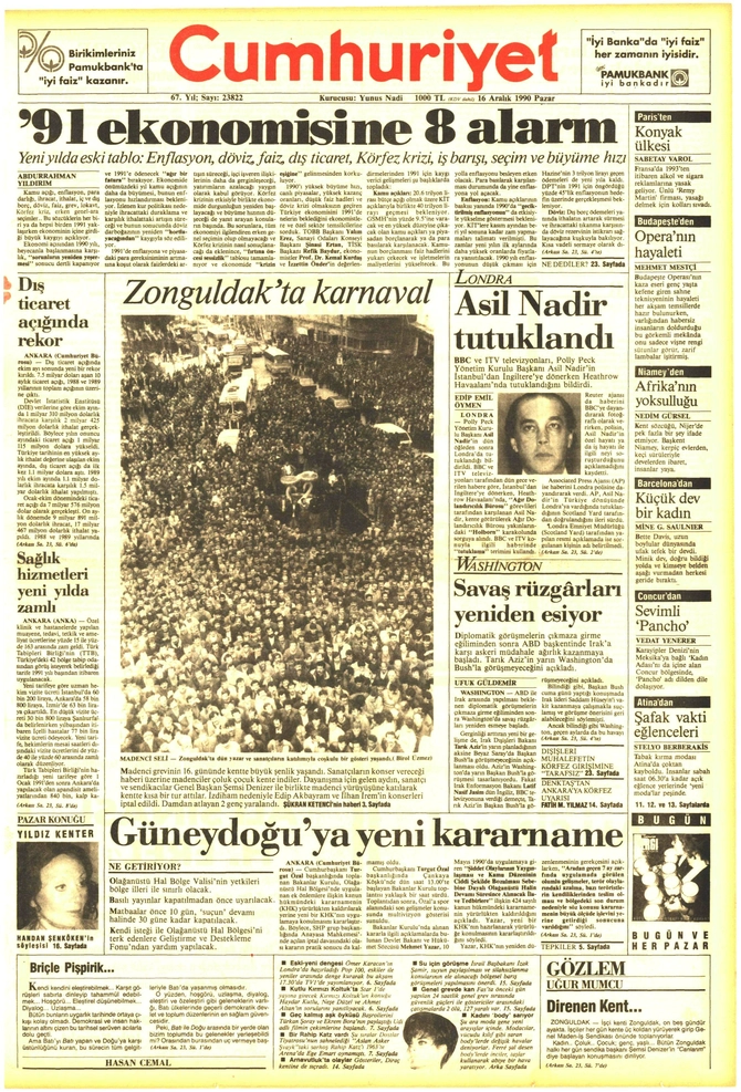 Cumhuriyet Gazetesi - 16.12.1990