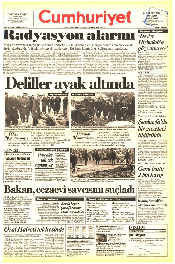 Cumhuriyet Gazetesi - 19.2.1993